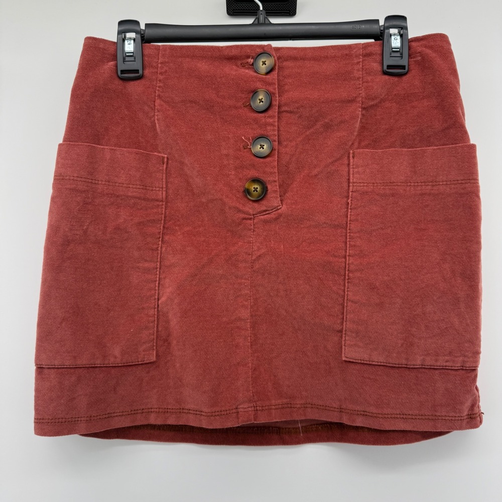 BDG Urban Outfitters Rust Red Corduroy Button Front Mini Skirt Size Medium